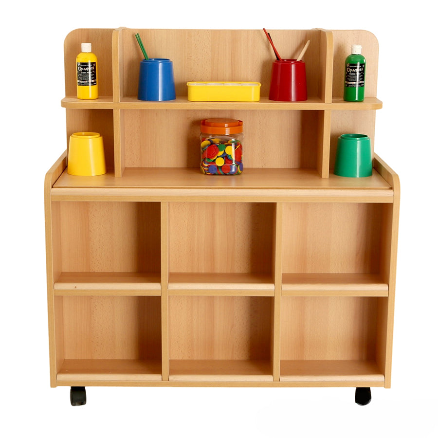 Double Sided Resource Unit With Doors On One Side & Storage/Mirror & Shallow Trays or Baskets
