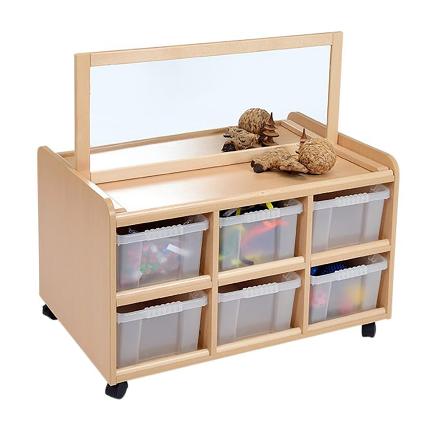 Double Sided Storage Unit With Mirror & Deep Trays or Baskets