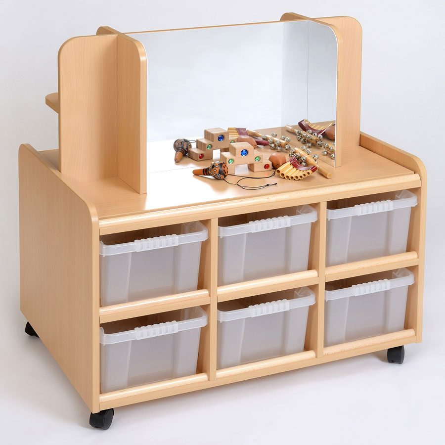 Double Sided Storage Unit With Storage/Mirror & Deep Trays or Baskets