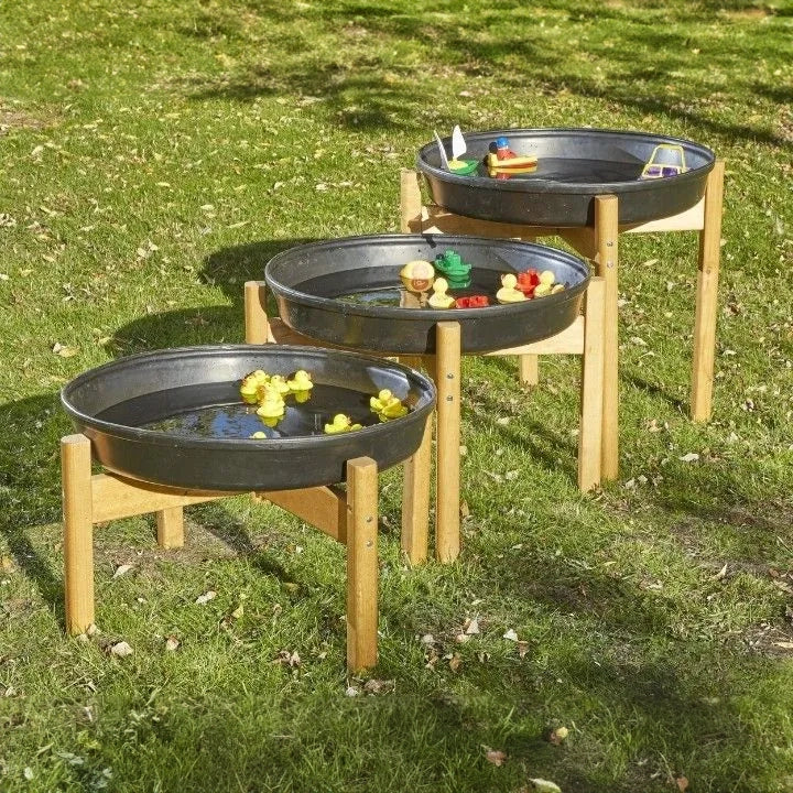 Trio of Cascading Deep Spot Trays and Stands - Set of 3