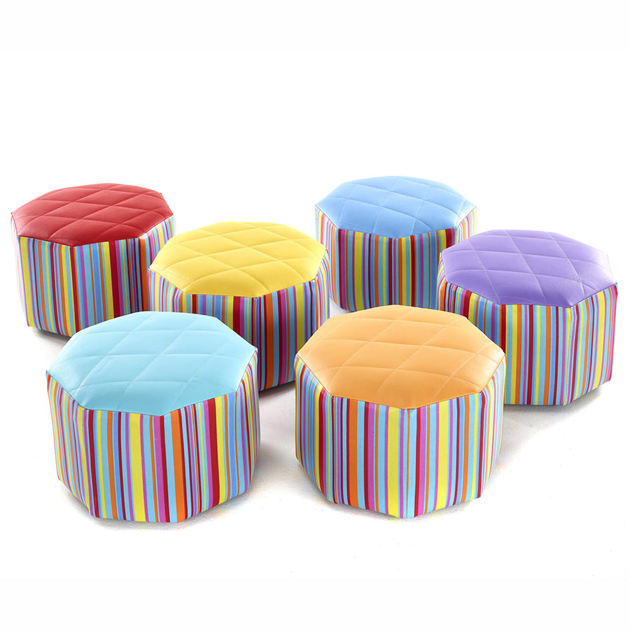 Churchfield Small Hexagonal Pouffes (Set Of 6) SHPX6 CU30100 2