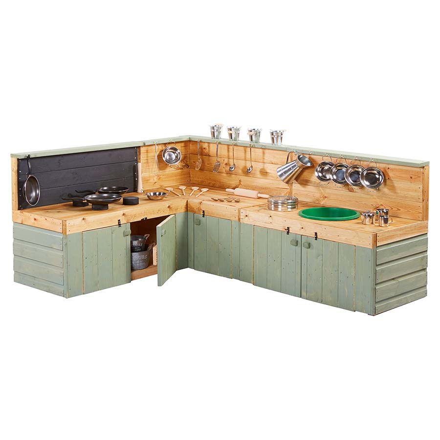 Cosy Country Green Corner Mud Kitchen - Worktop (H)65cm 34764-1