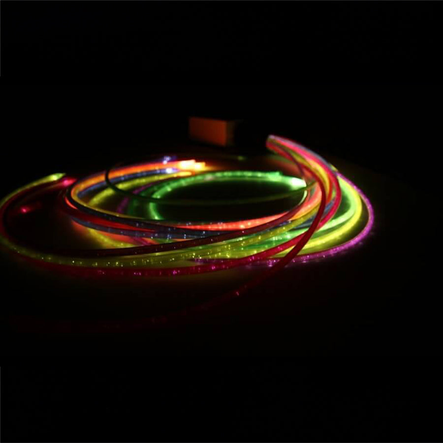 Mains White Sensory Twinkle Light Source With 15 x 1000mm Jumbo Rainbow Strands