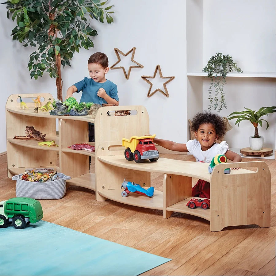 Low S-shape Open Sweep Shelving Unit