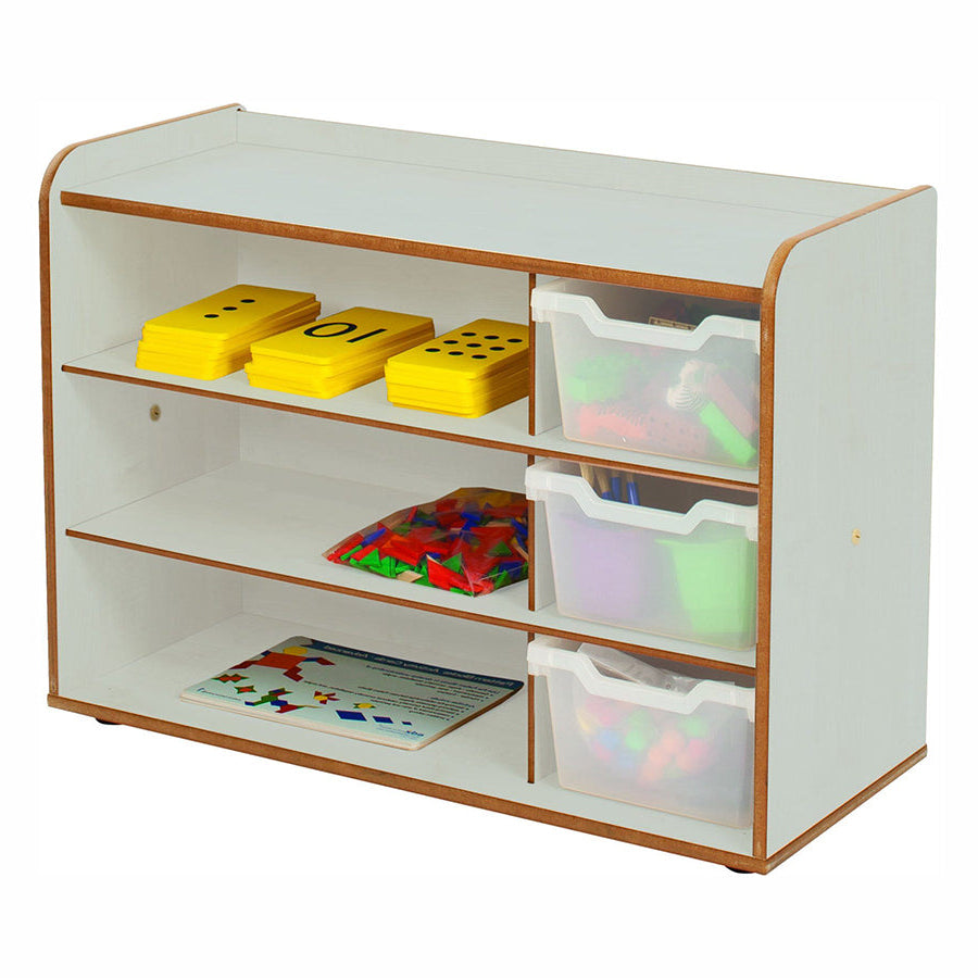 3 Tray Unit with Shelves and Clear Trays