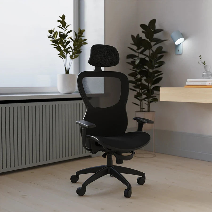 Stealth Shadow High Mesh Back Ergonomic Posture Chair with Arms and Headrest