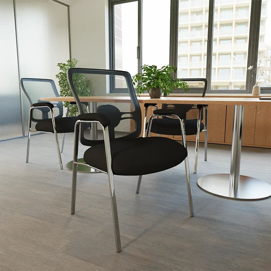 Portland Medium Mesh Back (Straight Leg) Visitor Chair with Arms