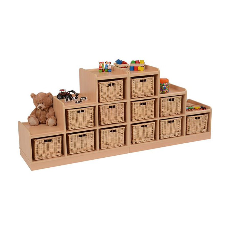 Tiered Wicker Basket Units X2