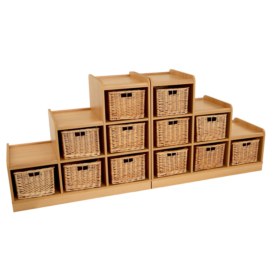 Tiered Wicker Basket Units X2