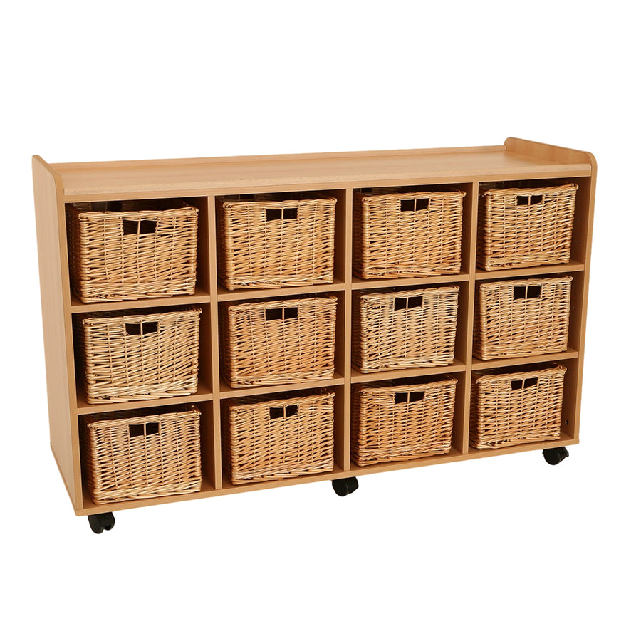 12 Deep Storage Unit With Willow Baskets