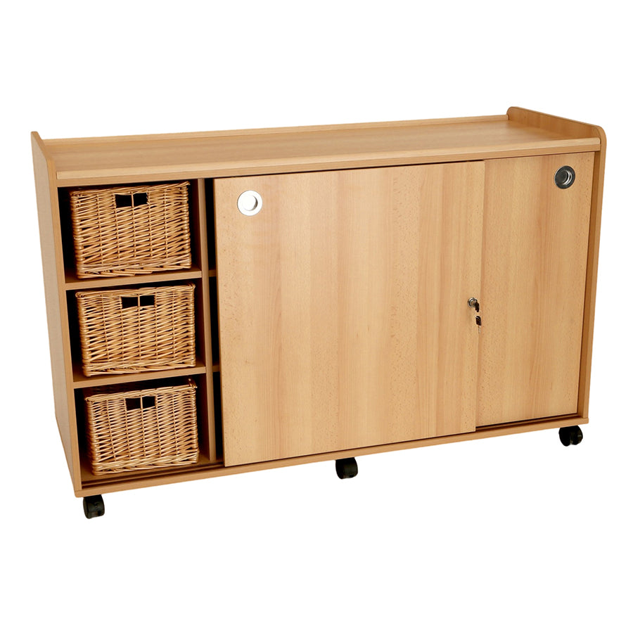 8 Shallow/6 Deep Storage Unit With Doors/Willow Baskets
