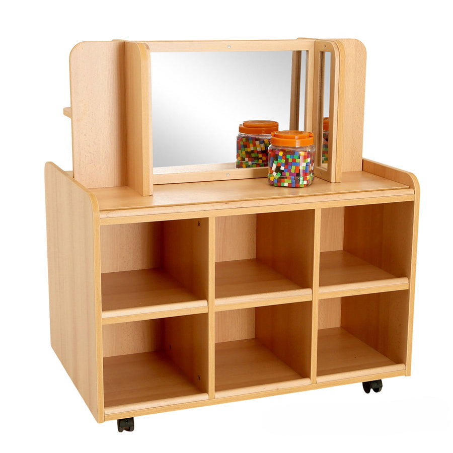 Double Sided Storage Unit With Storage/Mirror