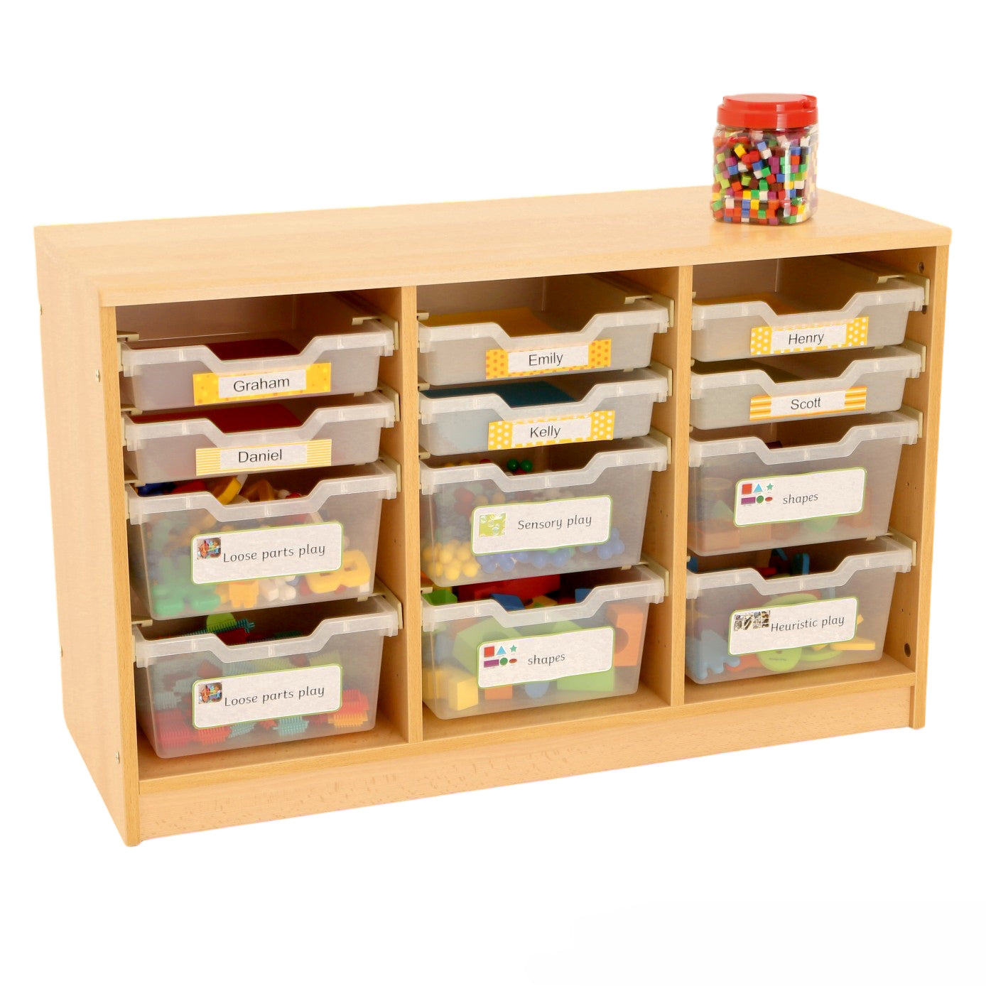 Room Scene 3 Bay A4 6 Deep & 6 Shallow Clear Tray Unit