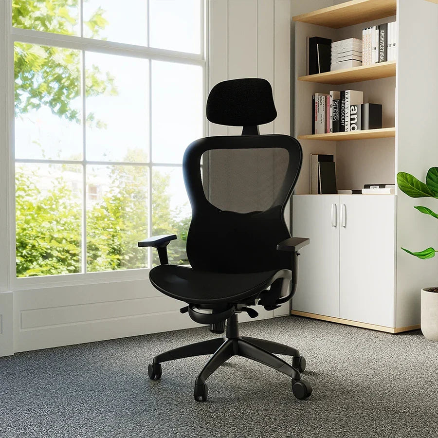Stealth Shadow High Mesh Back Ergonomic Posture Chair with Arms and Headrest