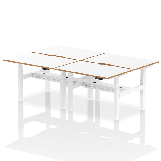Air Oslo Back-to-Back Height Adjustable Bench Desk - 4 person W1200mm without screen