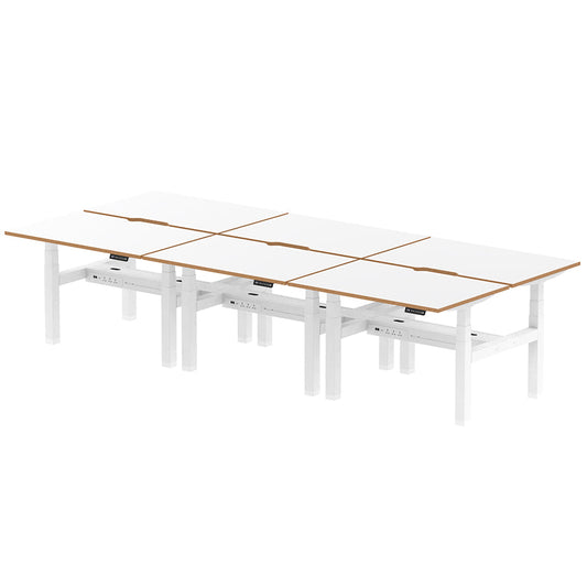 Air Oslo Back-to-Back Height Adjustable Bench Desk - 6 person W1200mm without screen