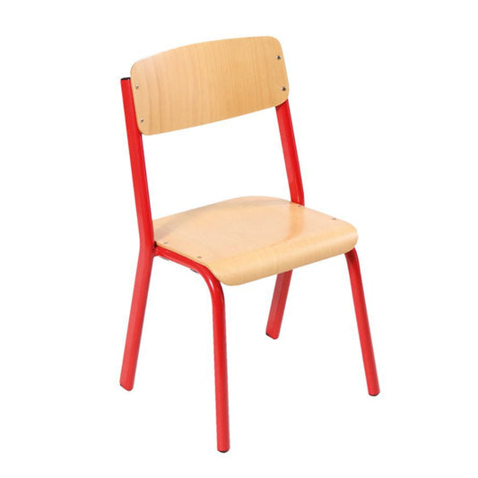 Alpha® 4 Leg RAL3000 classroom chair Stainless steel frame with beech wood seat and backrest