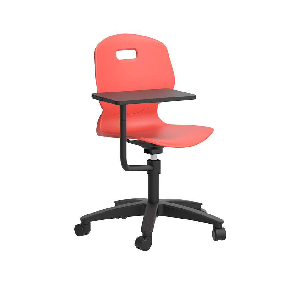 Arc Swivel Chair Coral with tablet front side view