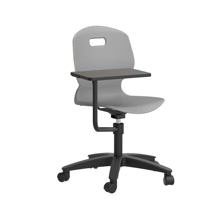 Arc Swivel Chair Grey with tablet front side view