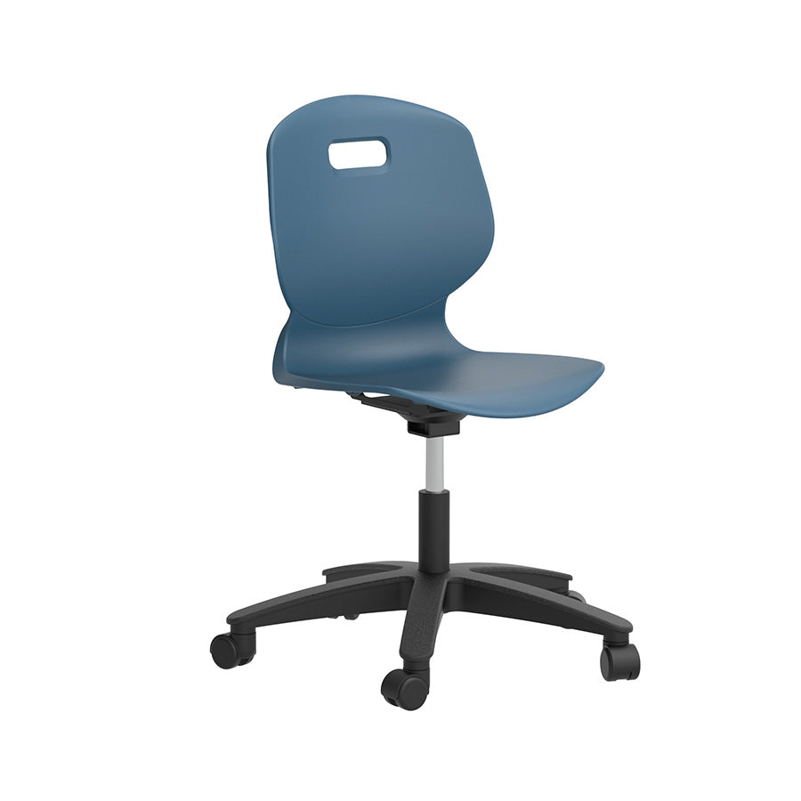 Arc Swivel Chair Steel Blue front side view
