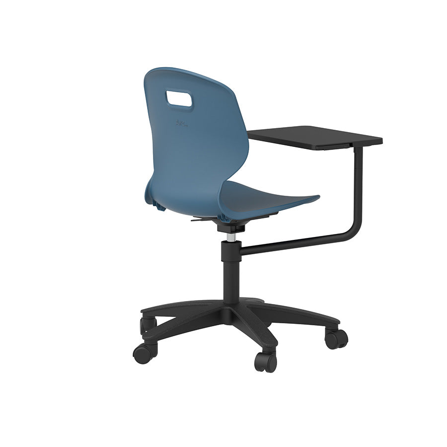 Arc Swivel Chair Steel Blue with tablet back side view