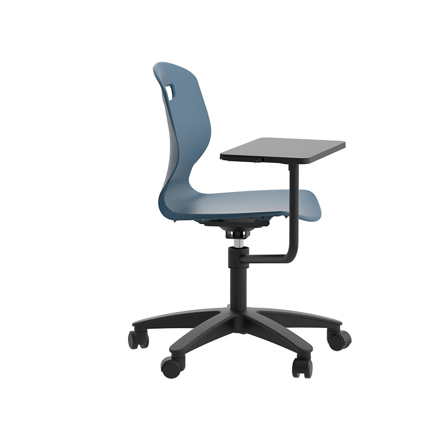 Arc Swivel Chair Steel Blue with tablet side view
