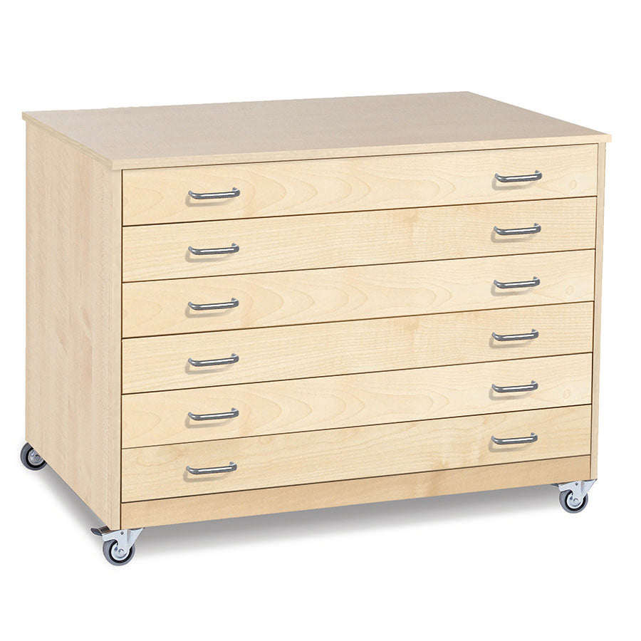 6 Drawer  Plan Chest with Drawer Stops Static or Mobile