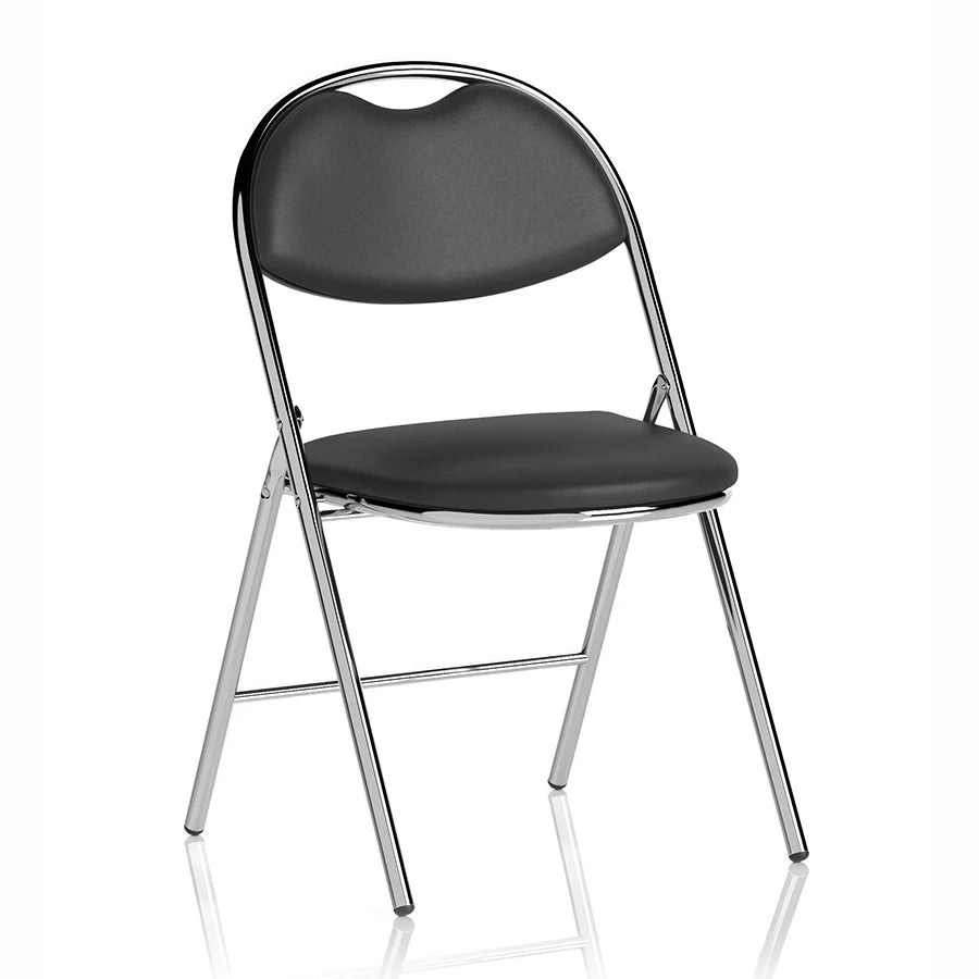 Milan High Back Black Vinyl Chrome Frame Folding Visitor Chair