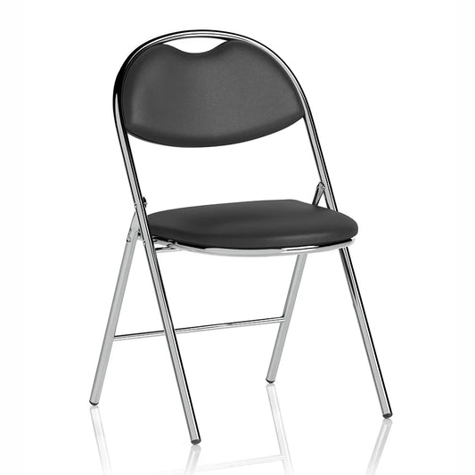 Milan High Back Black Vinyl Chrome Frame Folding Visitor Chair