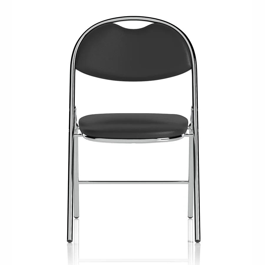 Milan High Back Black Vinyl Chrome Frame Folding Visitor Chair