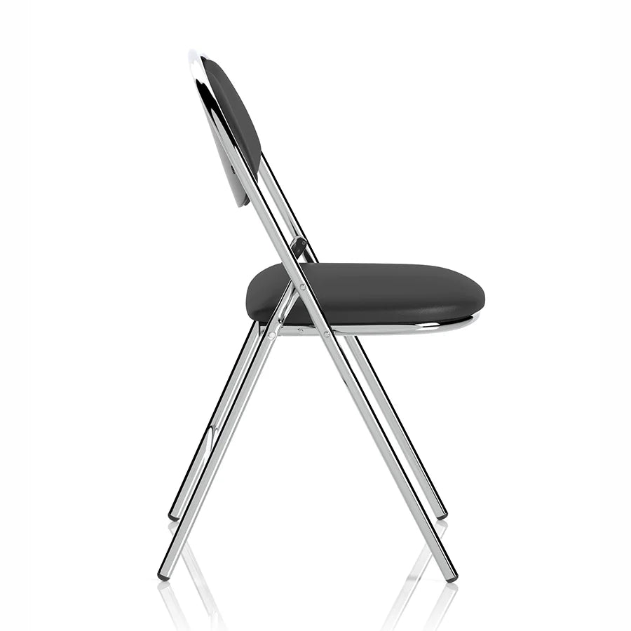 Milan High Back Black Vinyl Chrome Frame Folding Visitor Chair