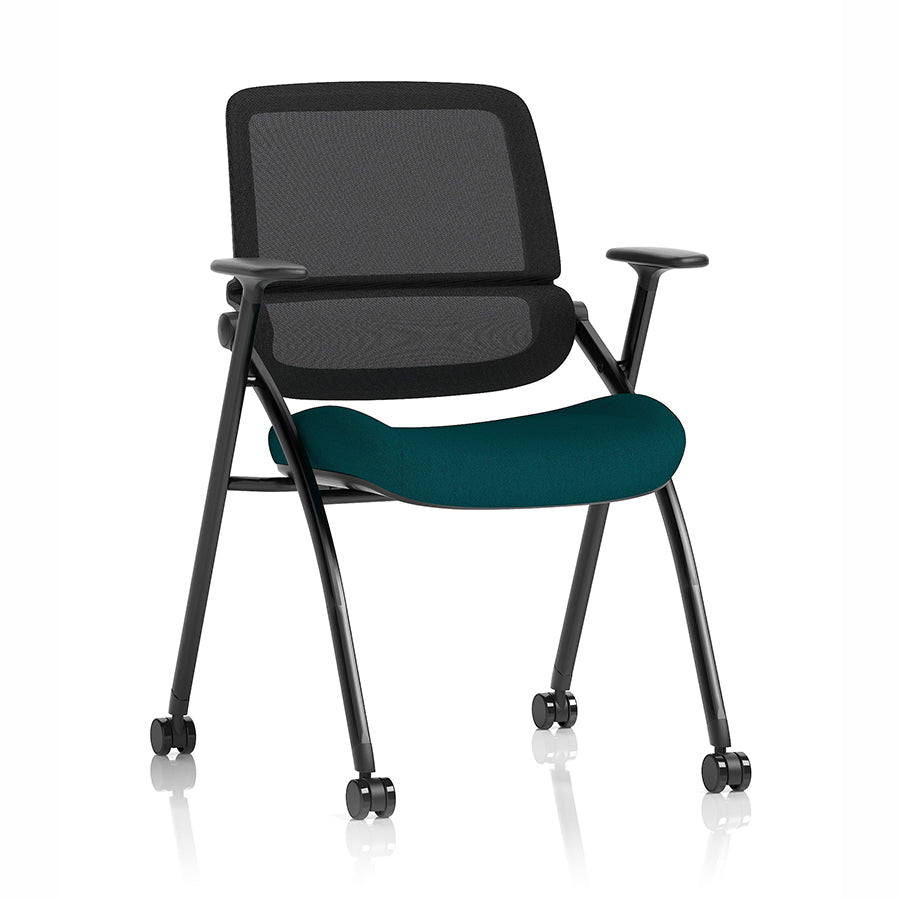 Capra Mesh Back Folding Office Training Chair in Bespoke Maringa Teal Colour