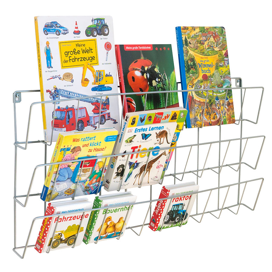 Cicada Horizontal Wall Mounted Book Rack - 3 Deep Shelves JR32440 1