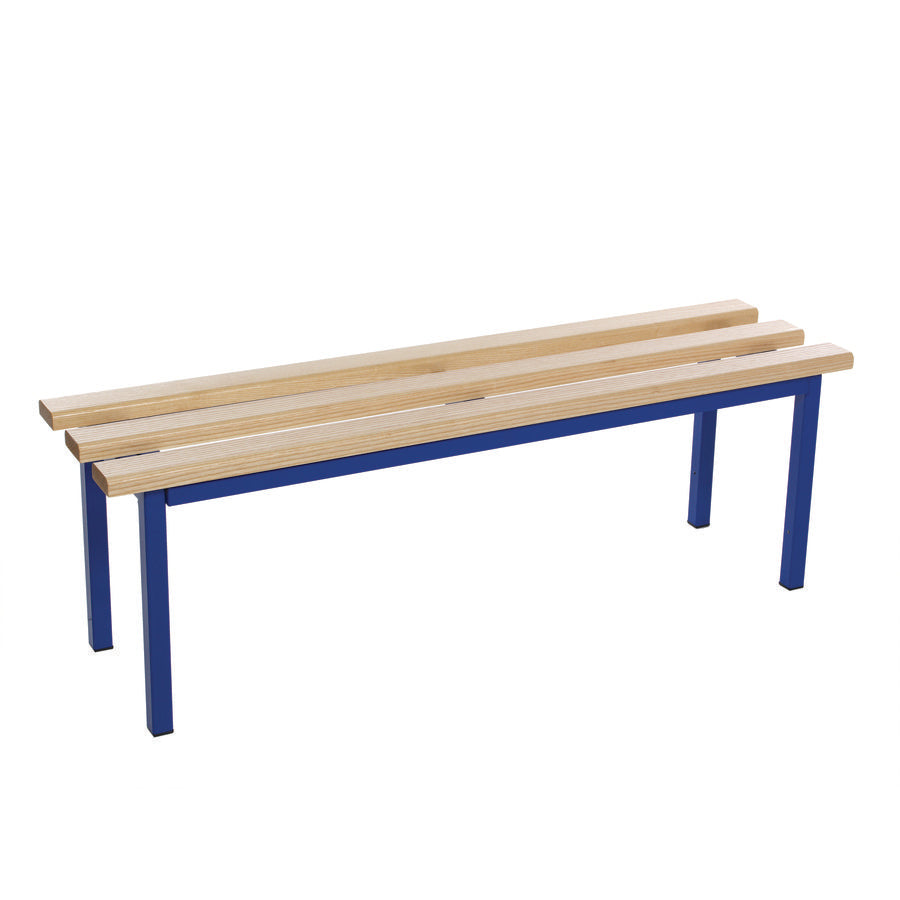 Evolve Mezzo Bench Floor Free Standing Cloakroom bench Blue with Wood Top W1000xD325xH450mm