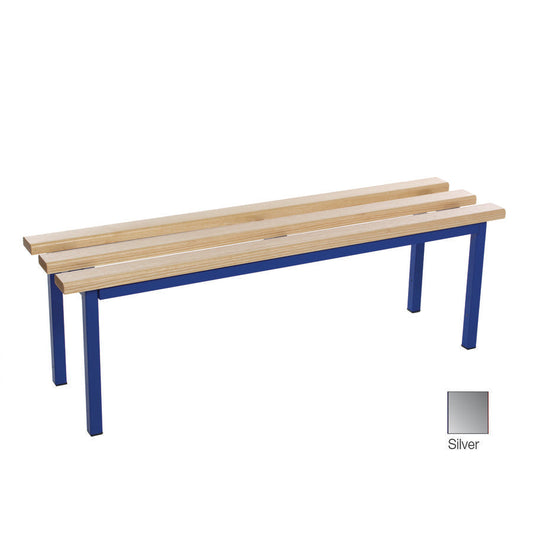 Evolve Mezzo Bench Floor Free Standing Cloakroom bench Silver with Wood Top W1000xD325xH450mm