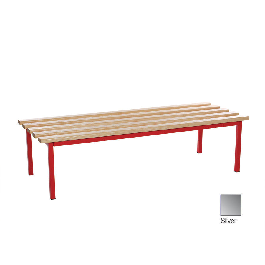Evolve Mezzo Bench Floor Free Standing Cloakroom bench Silver with Wood Top W1000xD595xH450mm