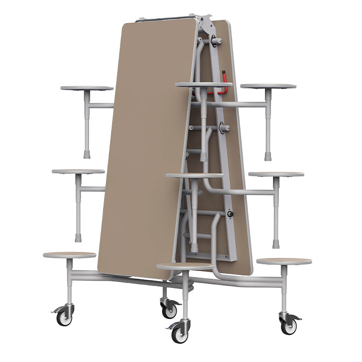 GoRoll Folding Table 10ft with 12 Stools GP72 Mocha