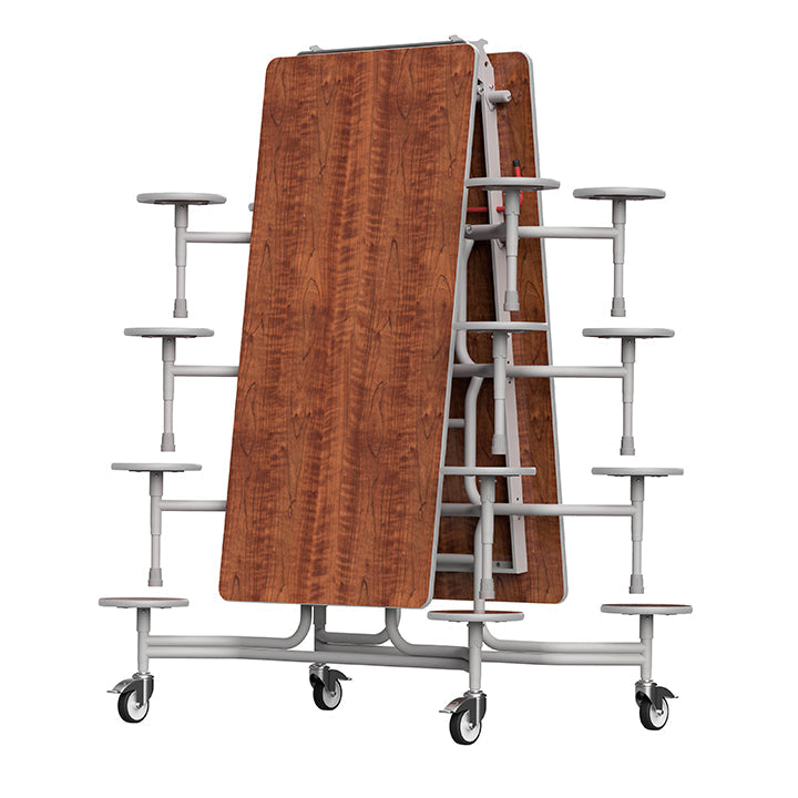 GoRoll Folding Table 10ft with 16 Stools 640mm high (Early years) GP37 Teak