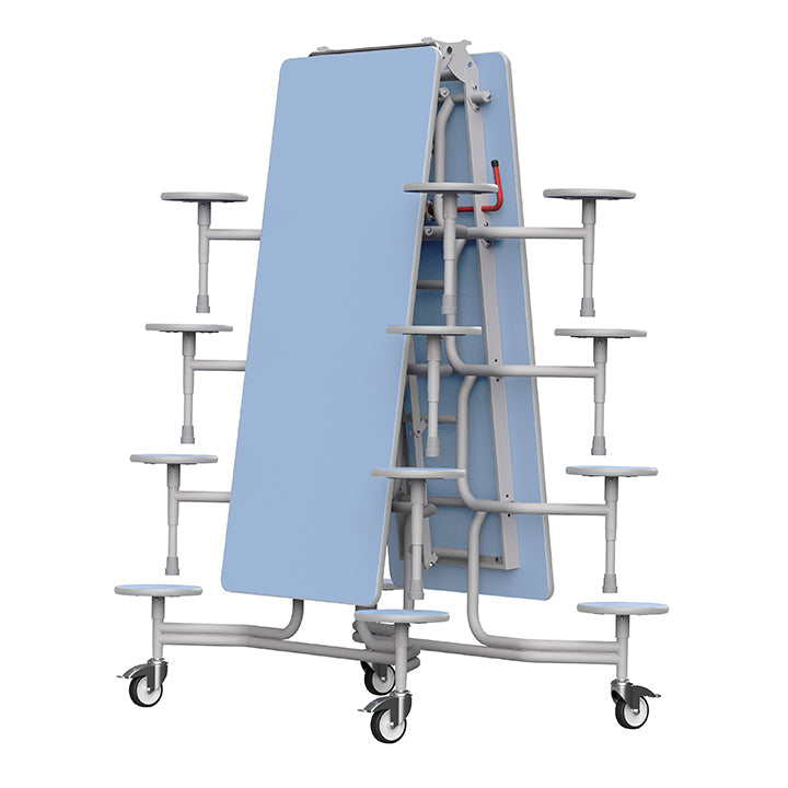 GoRoll Folding Table 10ft with 16 Stools 640mm high (Early years) GP41 Powder Blue