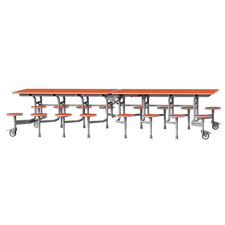 GoRoll Folding Table 10ft with 16 Stools 640mm high (Early years) GP42 Orange