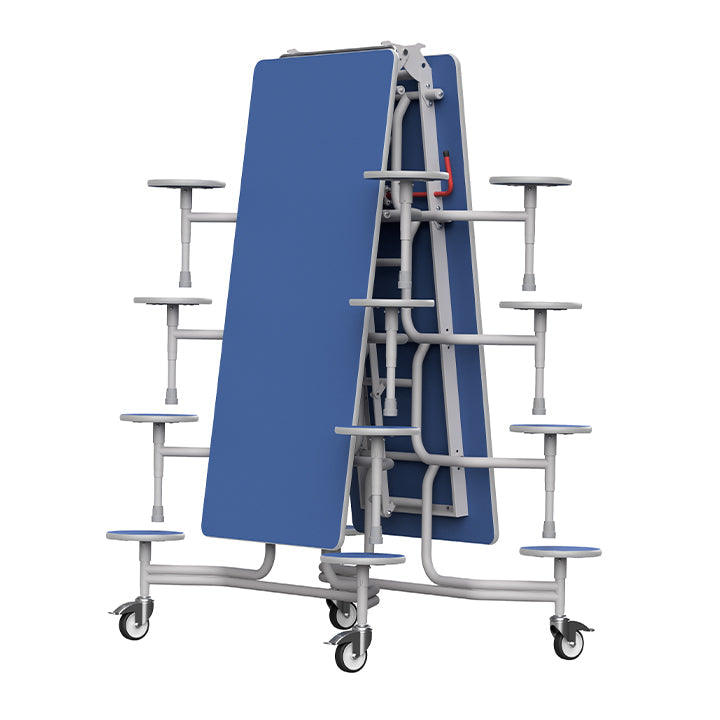 GoRoll Folding Table 10ft with 16 Stools 640mm high (Early years) GP44 Azure Blue