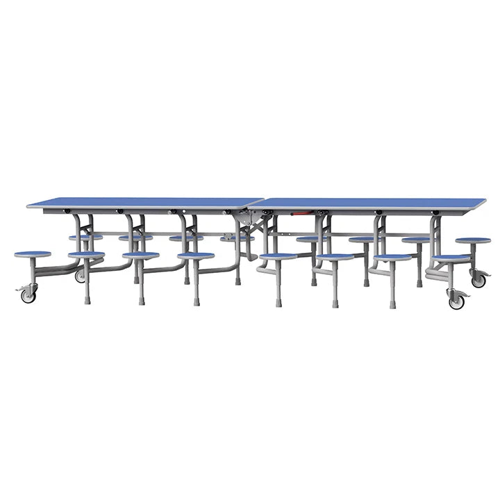 GoRoll Folding Table 10ft with 16 Stools 640mm high (Early years) GP44 Azure Blue 1