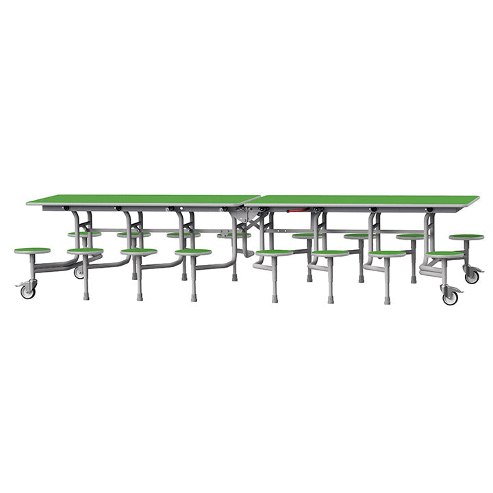 GoRoll Folding Table 10ft with 16 Stools 640mm high (Early years) GP45 Pea Green