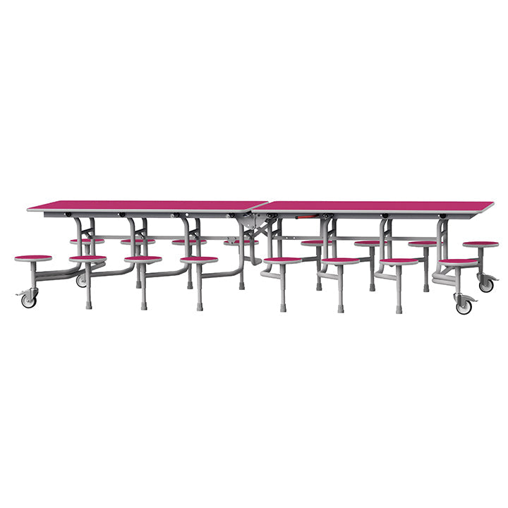 GoRoll Folding Table 10ft with 16 Stools 640mm high (Early years) GP46 Fuchsia