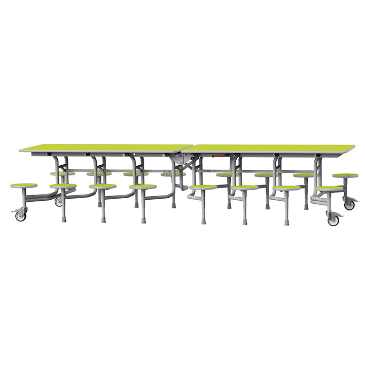 GoRoll Folding Table 10ft with 16 Stools 640mm high (Early years) GP63 Acid Green