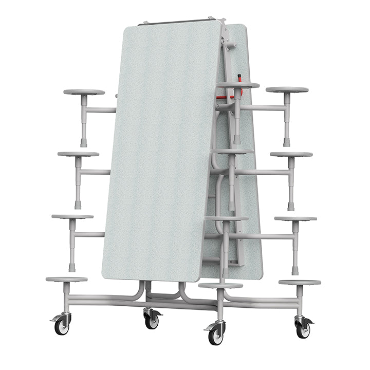 GoRoll Folding Table 10ft with 16 Stools 640mm high (Early years) GP64 Snow Grit