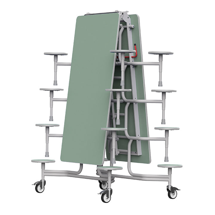 GoRoll Folding Table 10ft with 16 Stools 640mm high (Early years) GP74 Sage