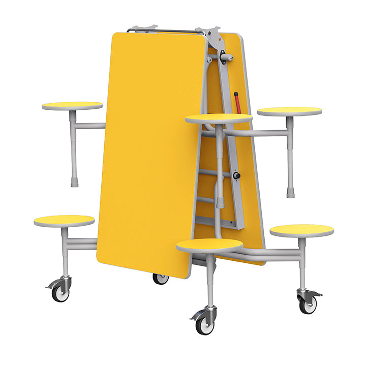GoRoll Folding Table 8ft with 8 Stools GP23 Yellow