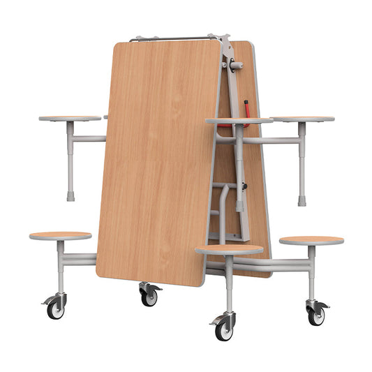 GoRoll Folding Table 8ft with 8 Stools GP38 Beech
