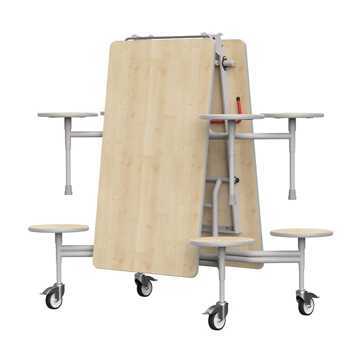 GoRoll Folding Table 8ft with 8 Stools GP39 Maple
